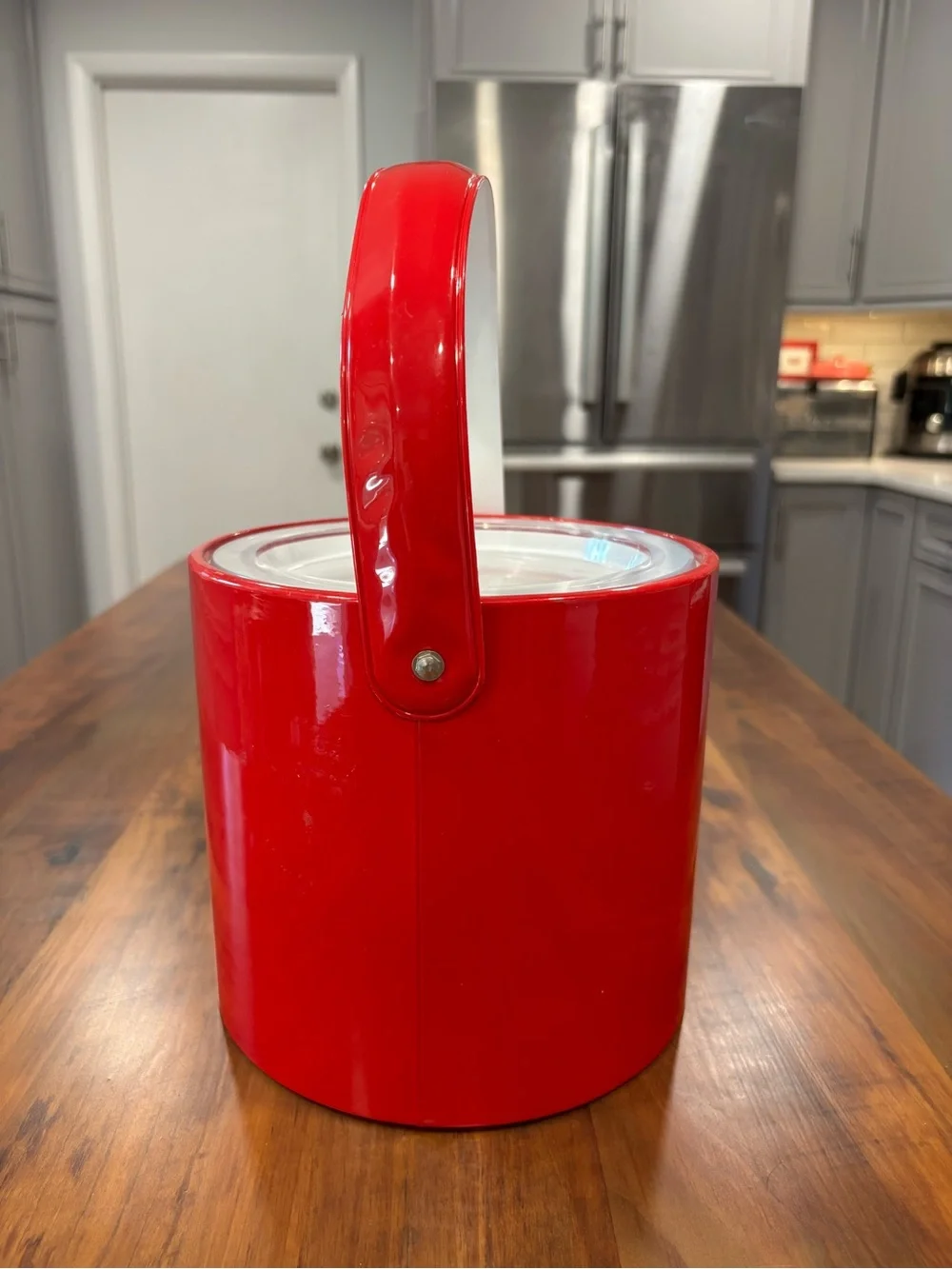 Vintage Georges Briard Red & White Ice Bucket